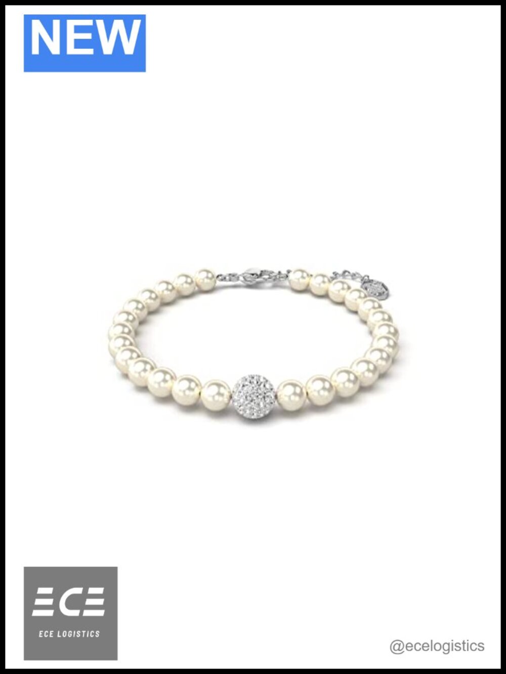 Swarovski Remix Strand Bracelet Crystal Pearls Pavé Sphere Rhodium Plated
